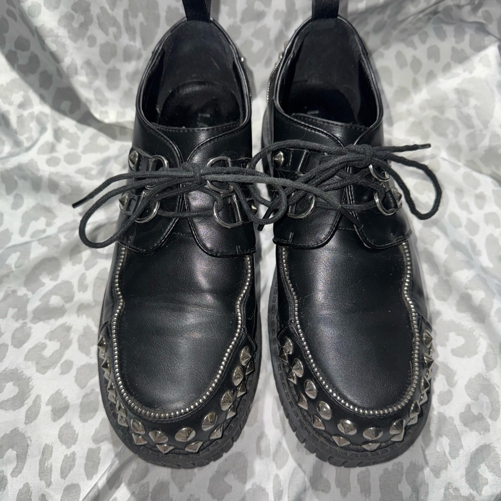 Dolls Kill Black Platform Shoes with Silver Studs - Picture 5 of 5